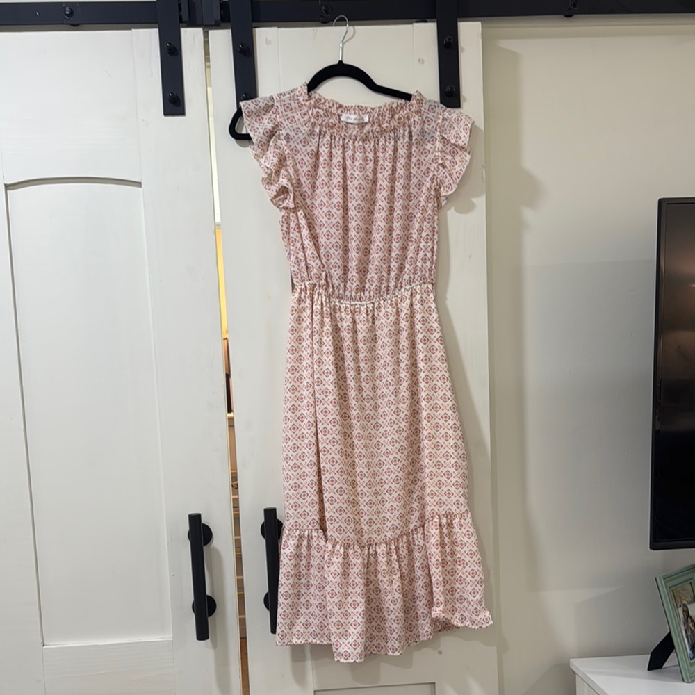 A New Day Pink Flutter Sleeve Midi Dress for Weddings